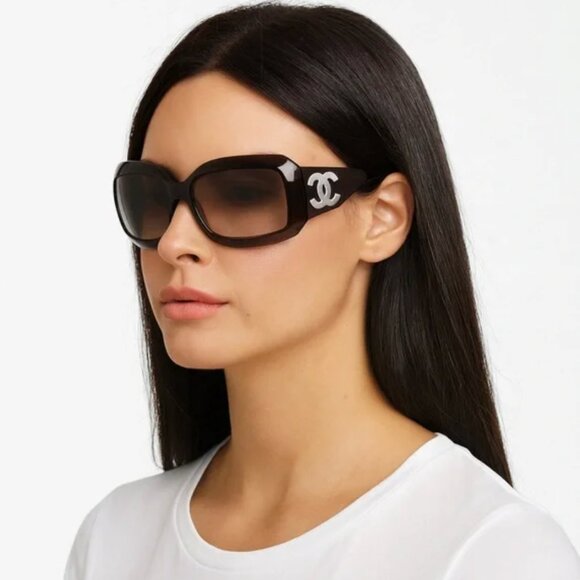 Chanel 5076-H Vintage Square Sunglasses | Brown Tortoise-Shell - Picture 5 of 10